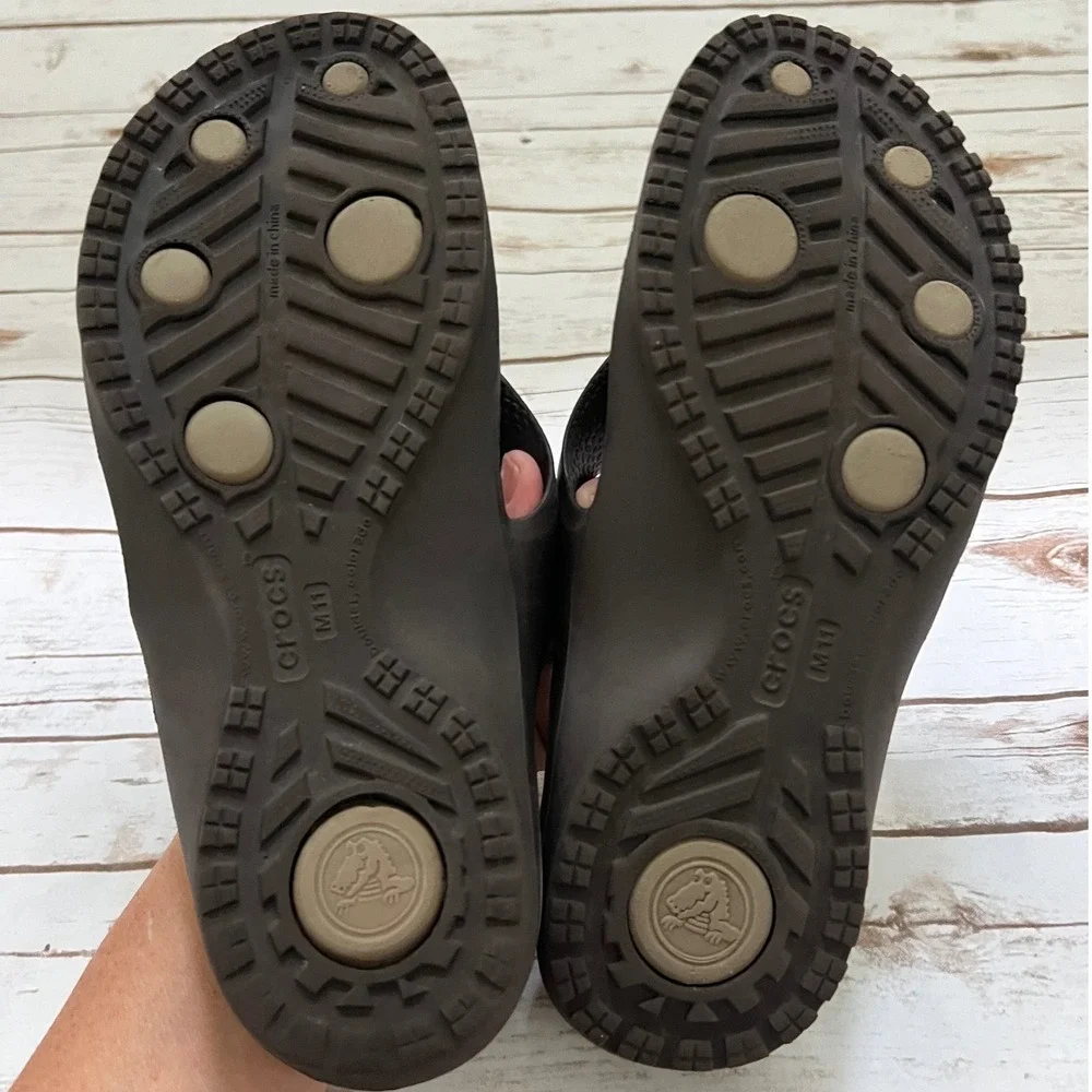 Crocs Athens Flip Flops Brown Tan Dual Comfort Sandals Mens 11